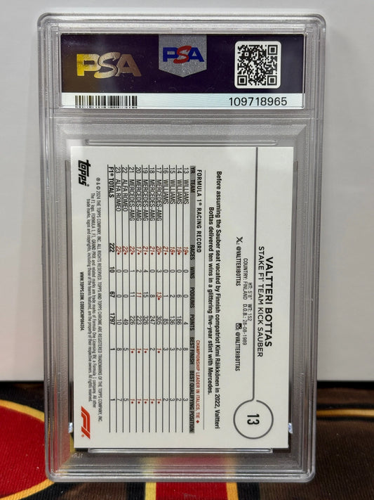 2024 Topps Chrome F1 Valtteri Bottas Gold Checker Flag Refractor /50 PSA 8 POP: 1 FRENLY BRICKS - Open 7 Days