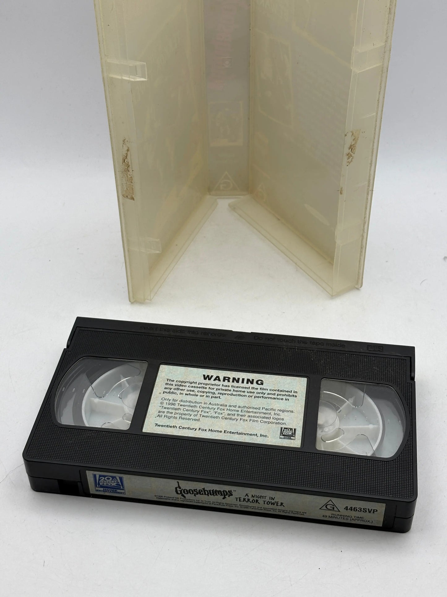 Goosebumps R.L.Stine Vintage Video VHS Tape A Night in Terror Tower FRENLY BRICKS - Open 7 Days