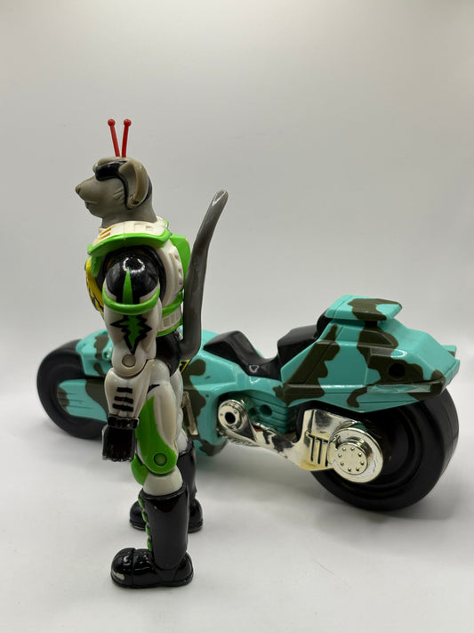 Vintage Biker Mice from Mars Action Figure & Bike Green *Incomplete FRENLY BRICKS - Open 7 Days