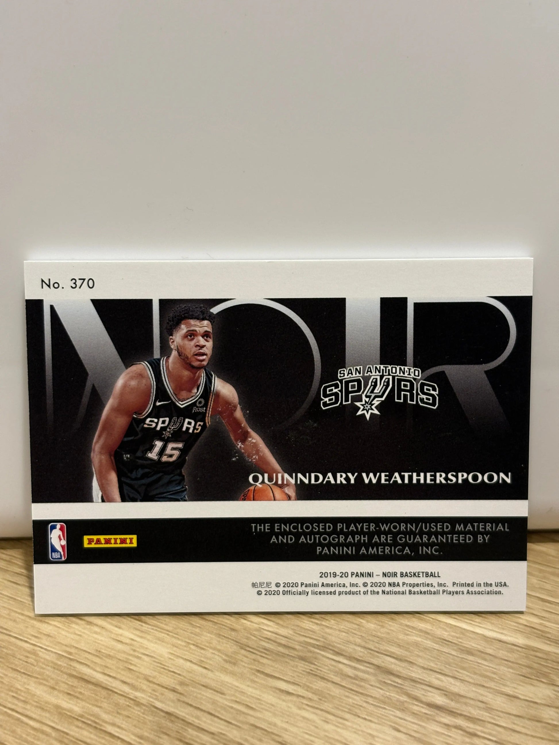 2019-20 Panini Noir QUINNDARY WEATHERSPOON RC Rookie Jersey Patch Auto RPA /99 FRENLY BRICKS - Open 7 Days