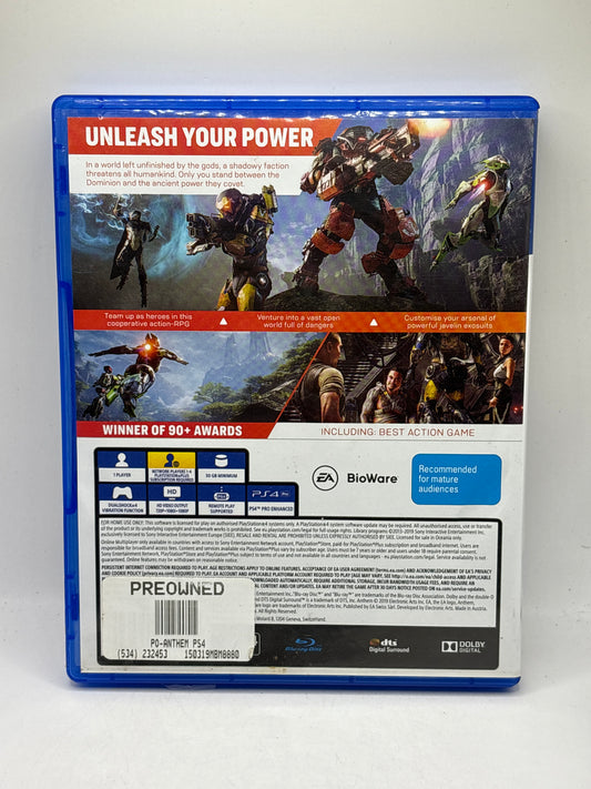 Sony Playstation 4 Anthem Video Game with Manual