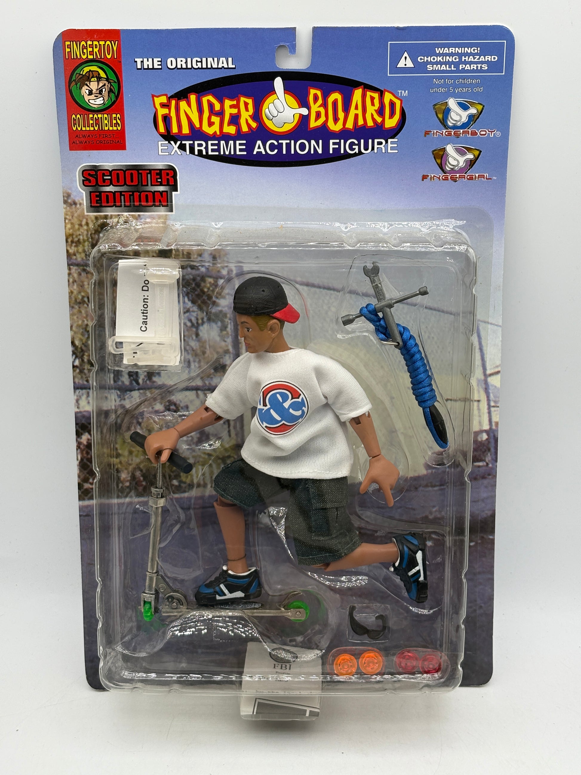 Vintage Finger Board Extreme Action Figure Scooter Edition (Blue Rope)