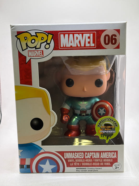 Funko POP! Marvel #06 Unmasked Captain America 2014 Supernova Vinyl Bobble Head