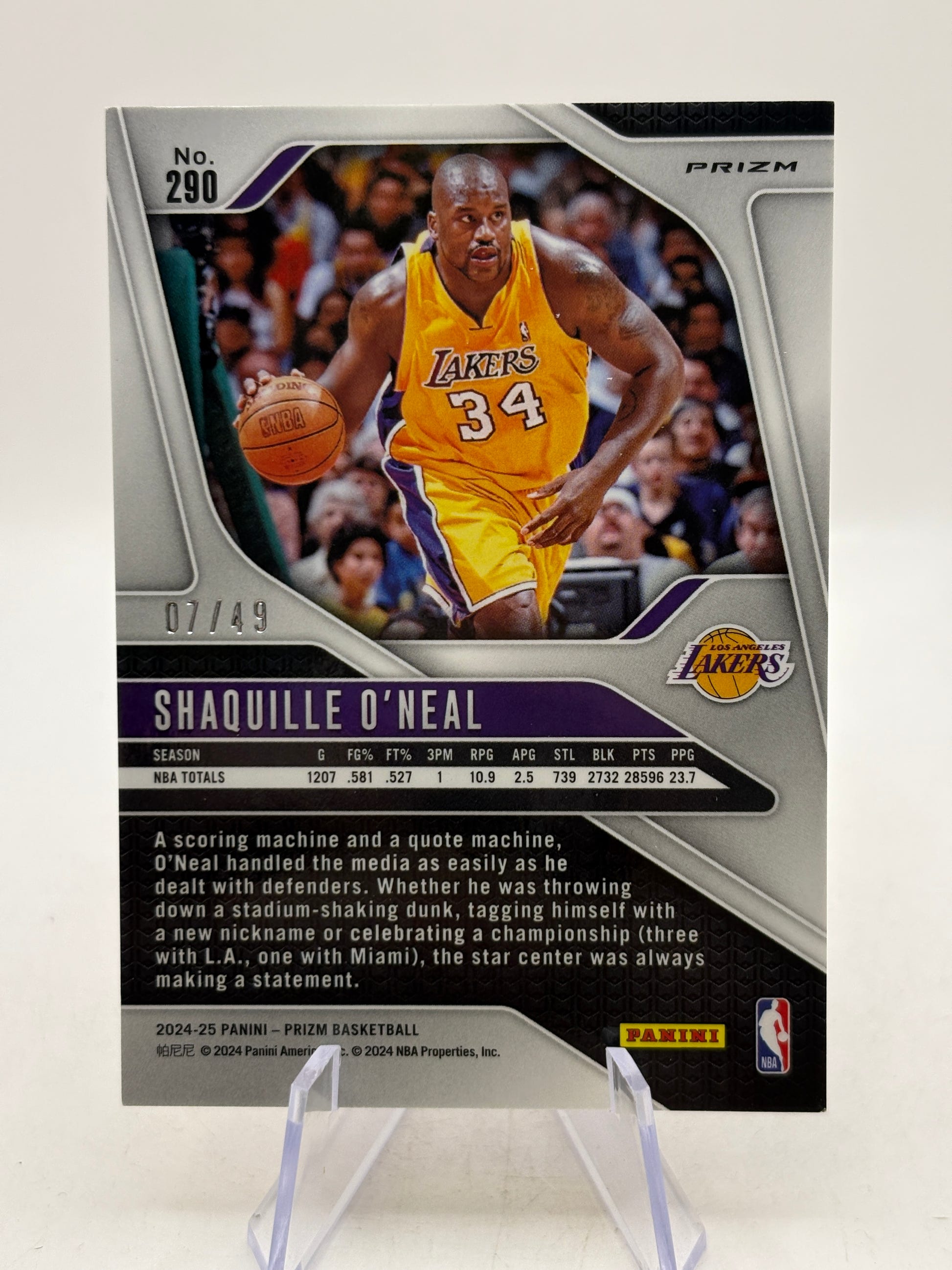 2024-25 Panini Prizm #290 Shaquille O’neal Orange Refractor 07/49 image 2