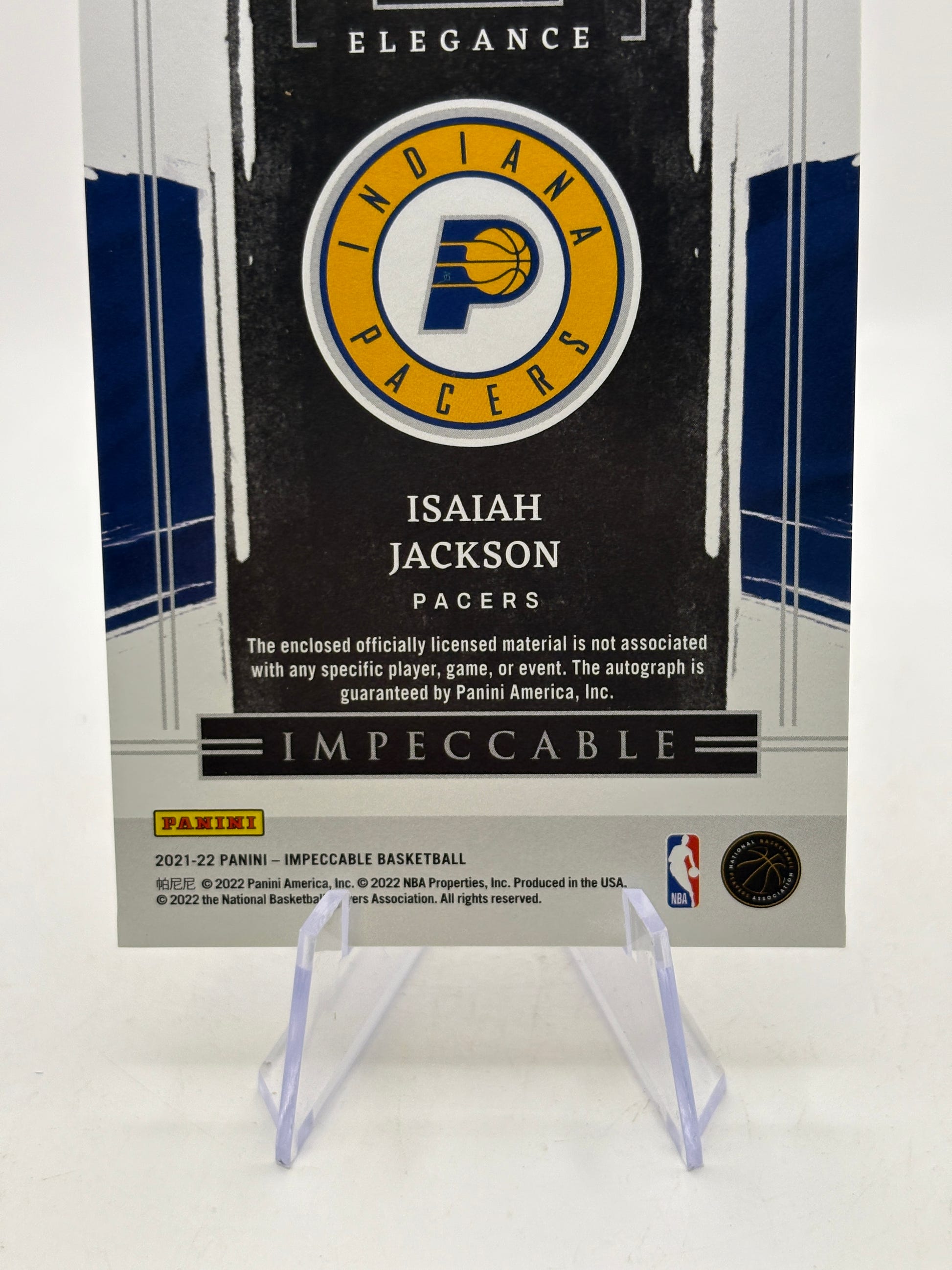2021-22 Impeccable Basketball #122 Isaiah Jackson Rookie Patch Auto /88 image 4