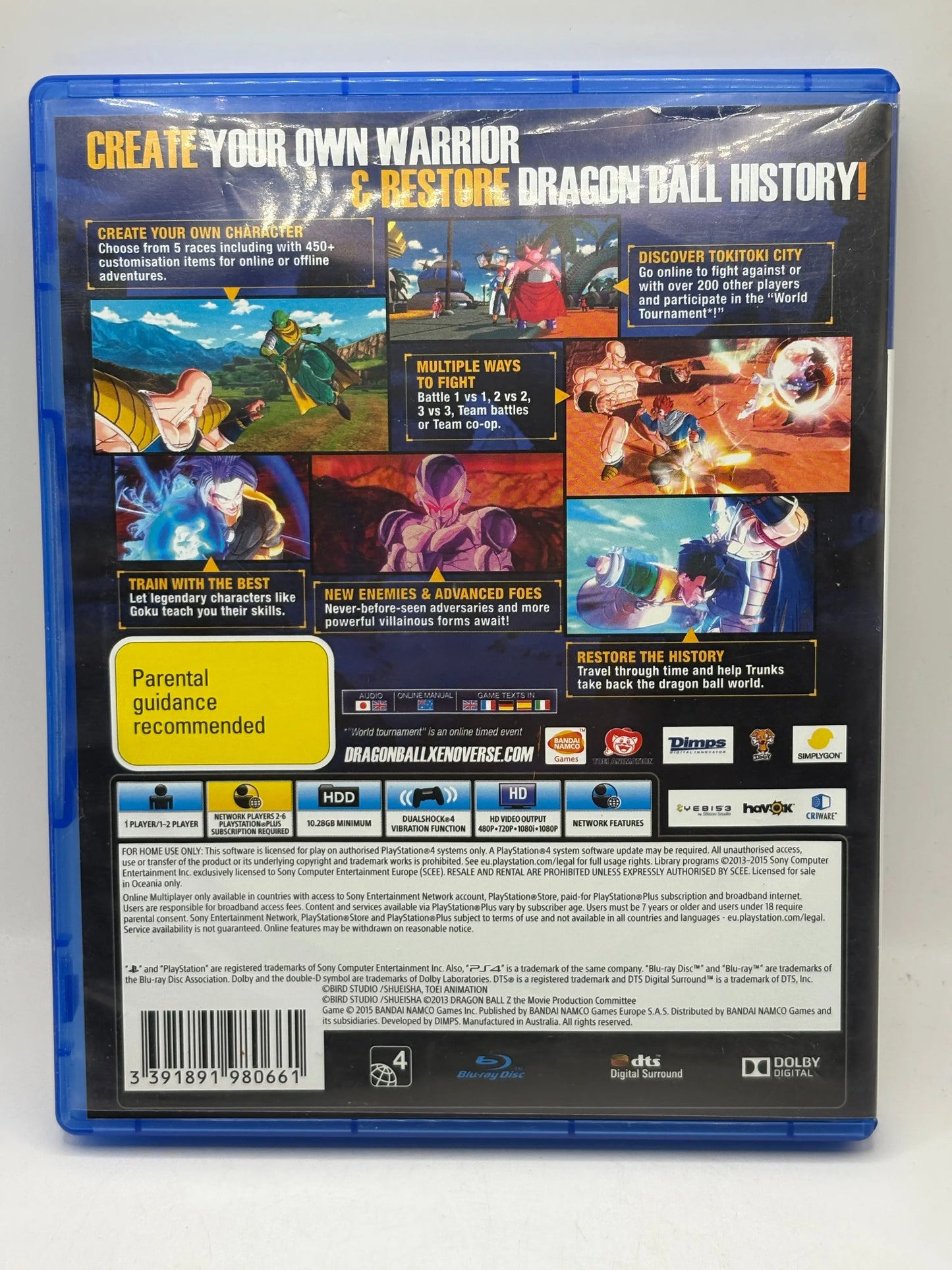 Sony Playstation 4 Dragon Ball Xenoverse XV Video Game FRENLY BRICKS - Open 7 Days