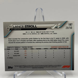 2020 Topps Chrome F1 - Lance Stroll 28/50 Gold Refractor FRENLY BRICKS - Open 7 Days