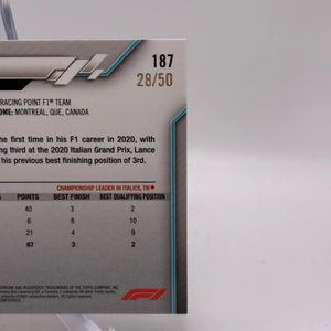 2020 Topps Chrome F1 - Lance Stroll 28/50 Gold Refractor FRENLY BRICKS - Open 7 Days