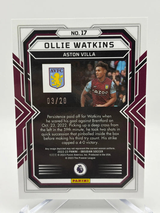 2022-23 Panini Obsidian Soccer Ollie Watkins #17 03/20 Blue FRENLY BRICKS - Open 7 Days