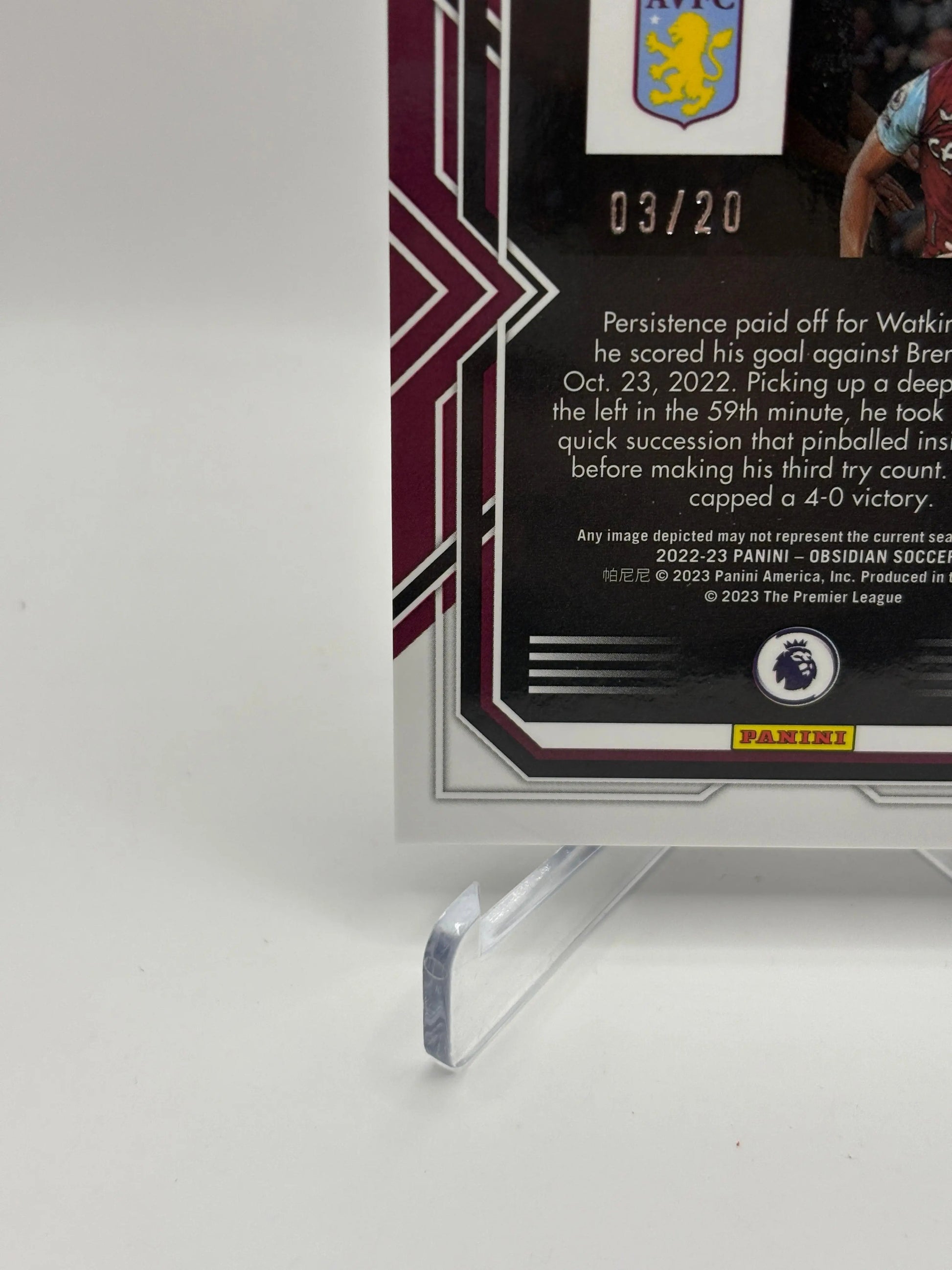 2022-23 Panini Obsidian Soccer Ollie Watkins #17 03/20 Blue FRENLY BRICKS - Open 7 Days