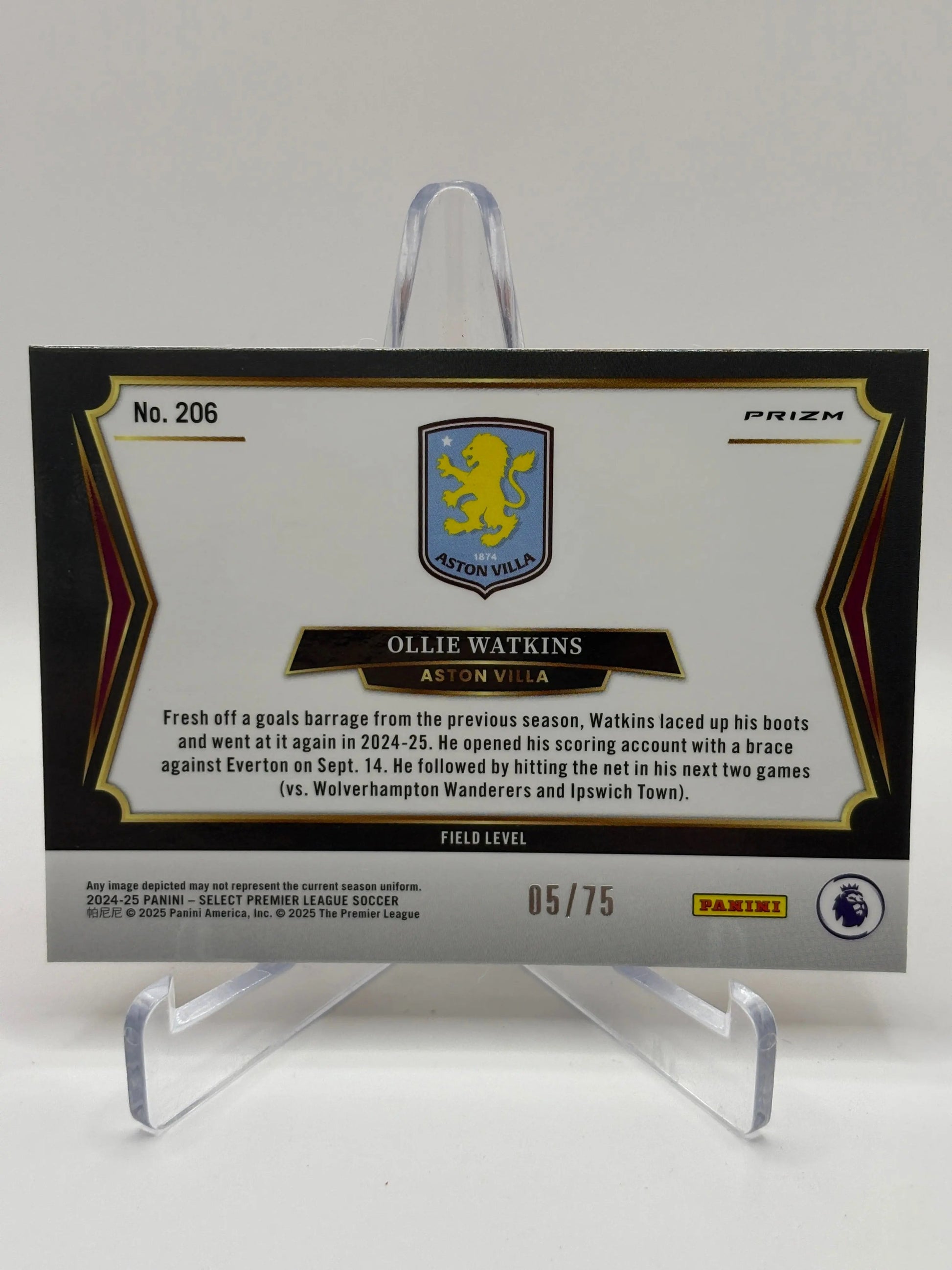 2024-25 Panini Select Premier League - Ollie Watkins 05/75 Orange FRENLY BRICKS - Open 7 Days