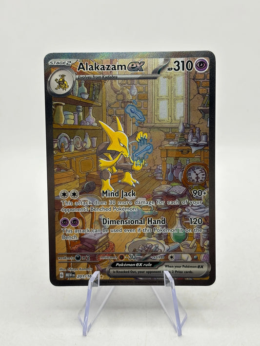 Pokemon TCG 151 MEW - Alakazam EX 201/165 Special Illustration Rare LP FRENLY BRICKS - Open 7 Days