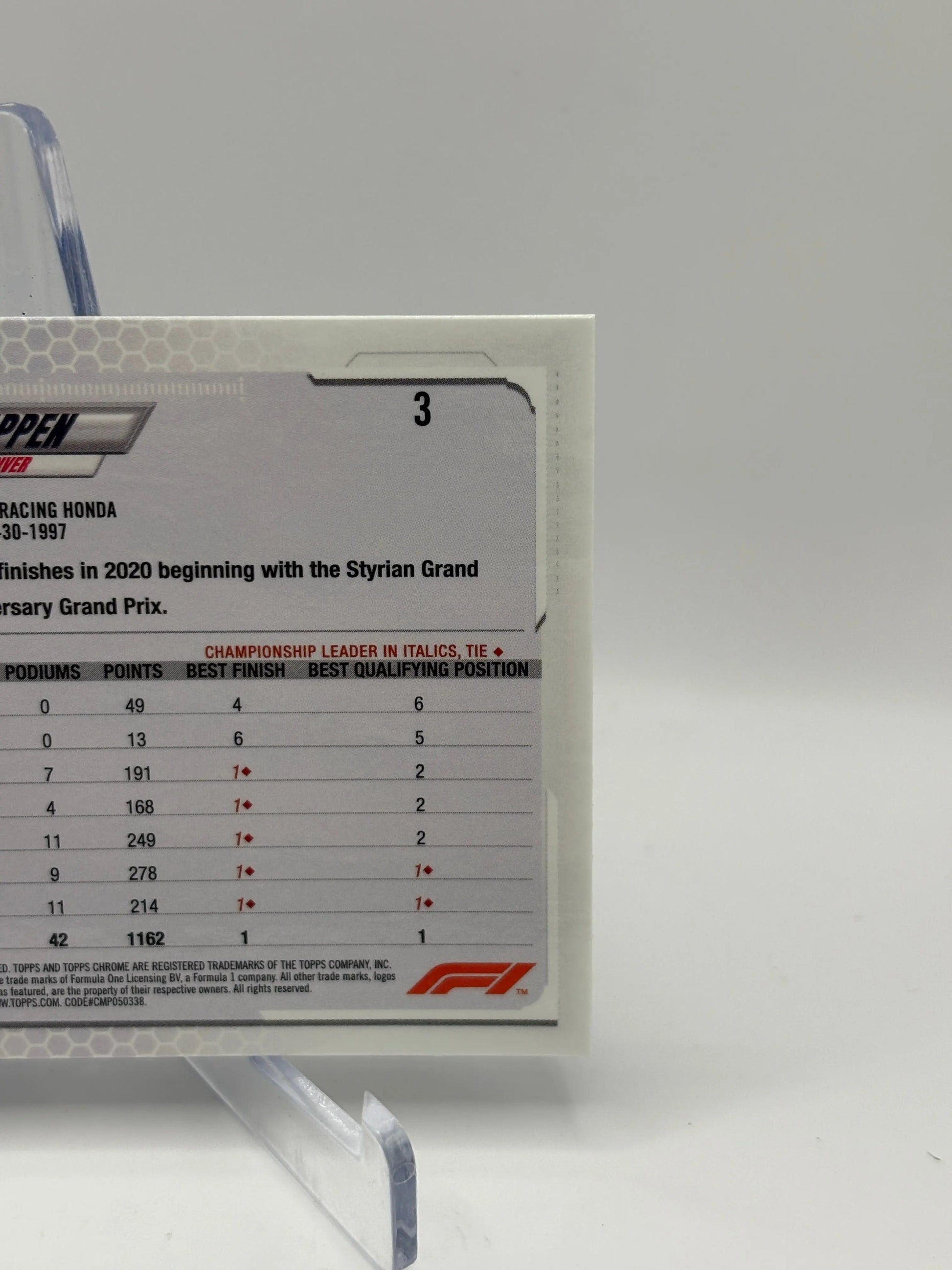 2021 Topps Chrome Formula 1 F1 - Max Verstappen Blue Cracked Ice FRENLY BRICKS - Open 7 Days