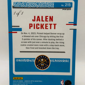 2023-24 Panini Donruss Optic Basketball - Jalen Pickett Rated Rookie 1 OF 1 Fastbreak Black FRENLY BRICKS - Open 7 Days