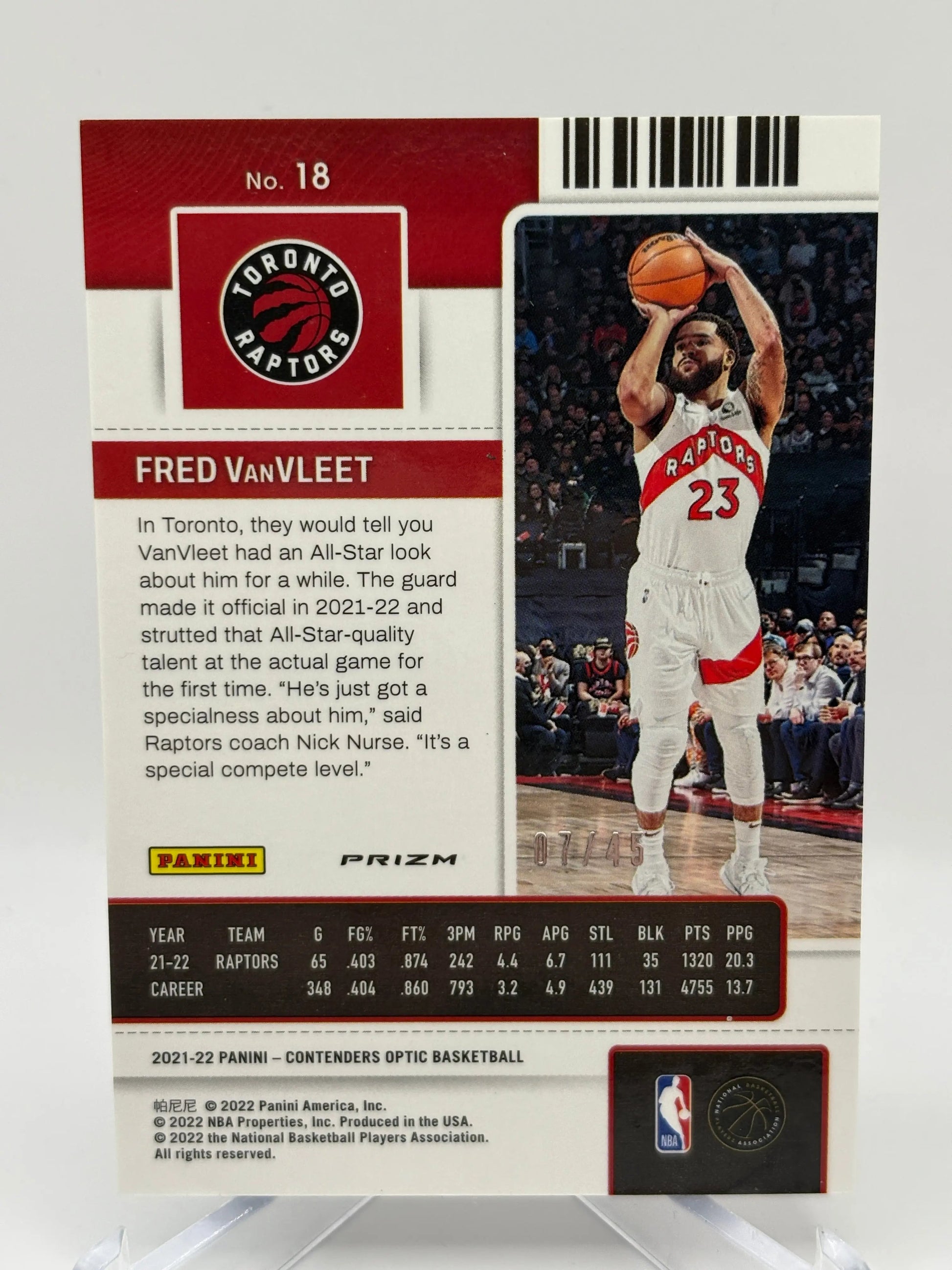 2022 Panini Contenders Optic Basketball Season Ticket Fred VanVleet /45 Red Blue Wave FRENLY BRICKS - Open 7 Days