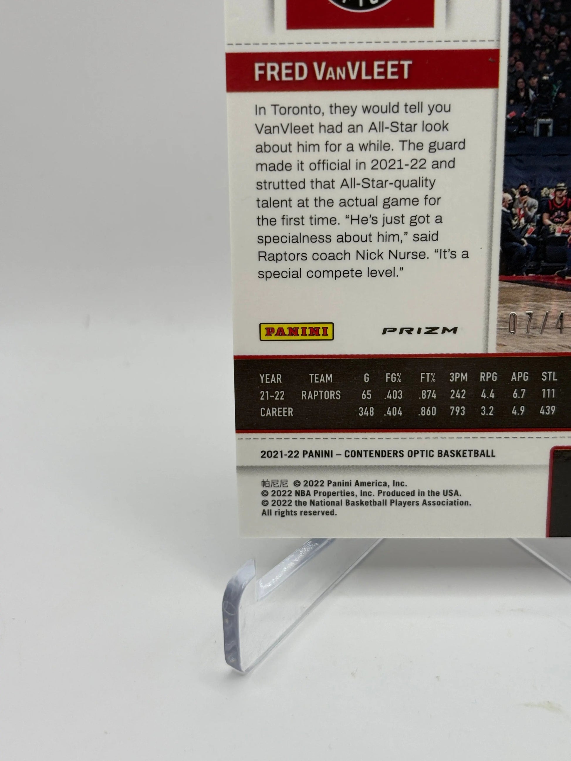 2022 Panini Contenders Optic Basketball Season Ticket Fred VanVleet /45 Red Blue Wave FRENLY BRICKS - Open 7 Days