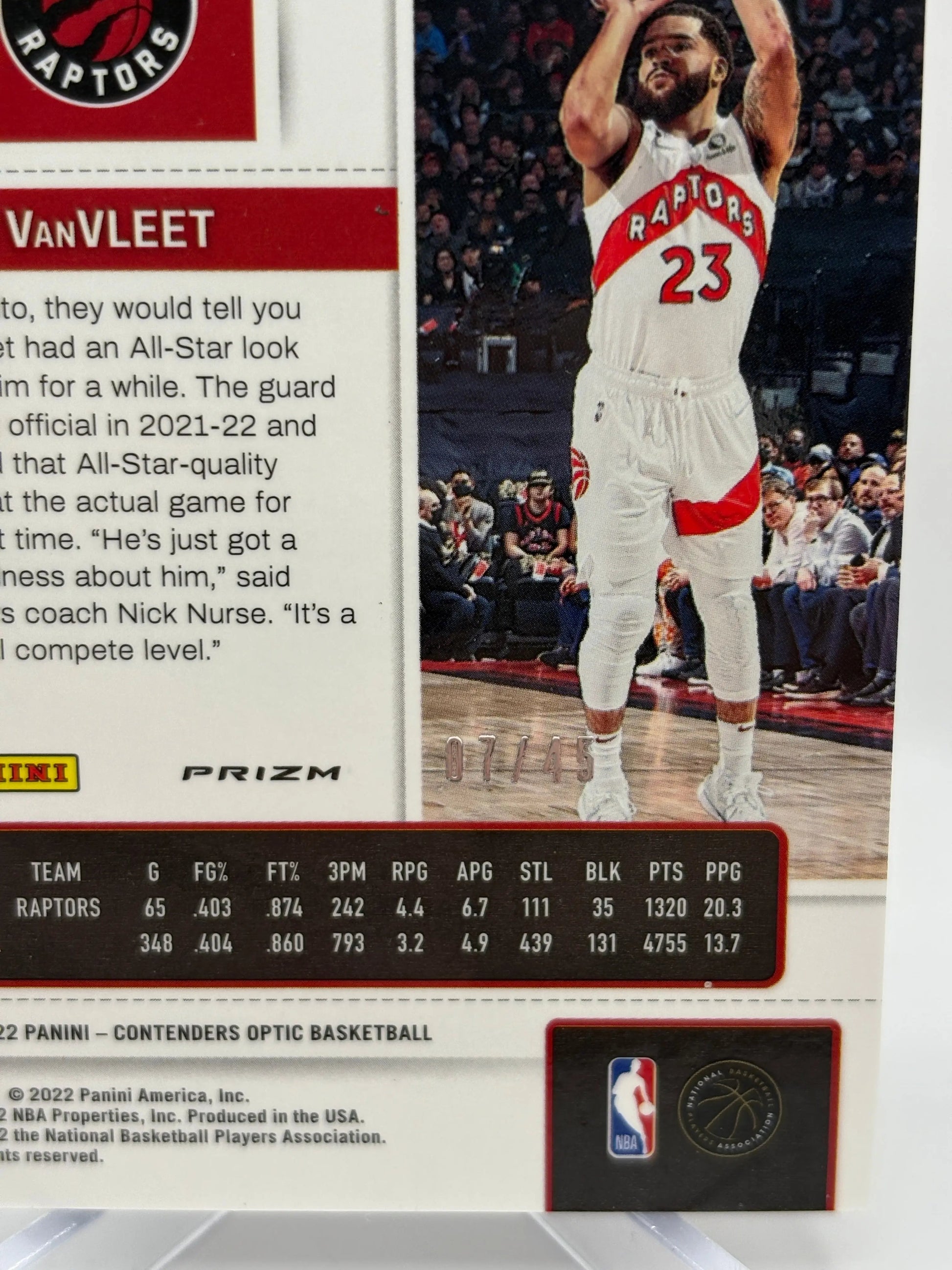 2022 Panini Contenders Optic Basketball Season Ticket Fred VanVleet /45 Red Blue Wave FRENLY BRICKS - Open 7 Days