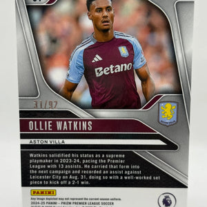 2024-25 Panini Prizm Premier League Ollie Watkins Purple White Stripe /92 FRENLY BRICKS - Open 7 Days