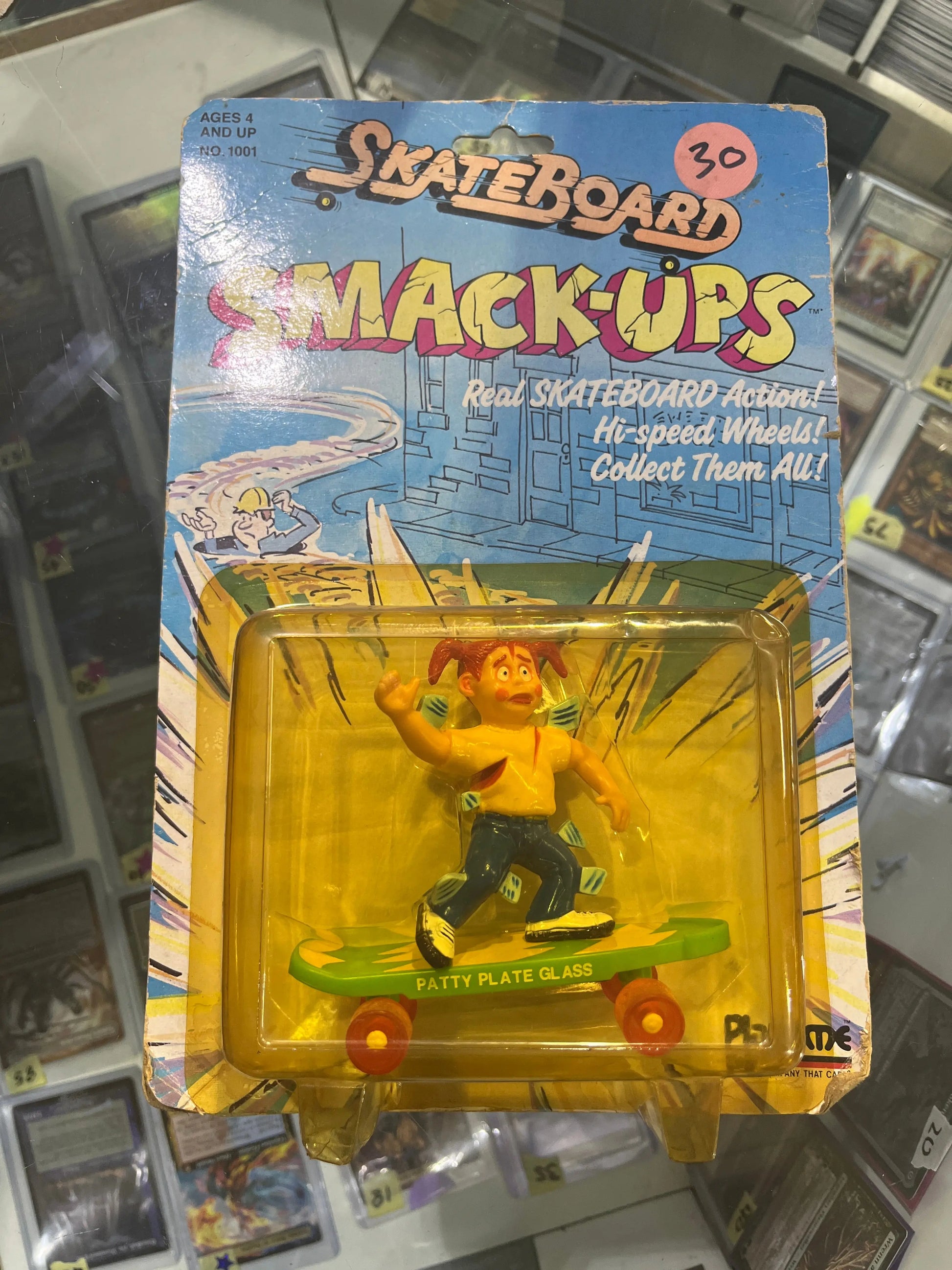 Skateboard Smack-Ups Patty Plate Glass Playtime 1986. New in Package FRENLY BRICKS - Open 7 Days