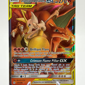 Pokemon TCG Cosmic Eclipse - Charizard & Braixen GX Tag Team 22/236 MP FRENLY BRICKS - Open 7 Days