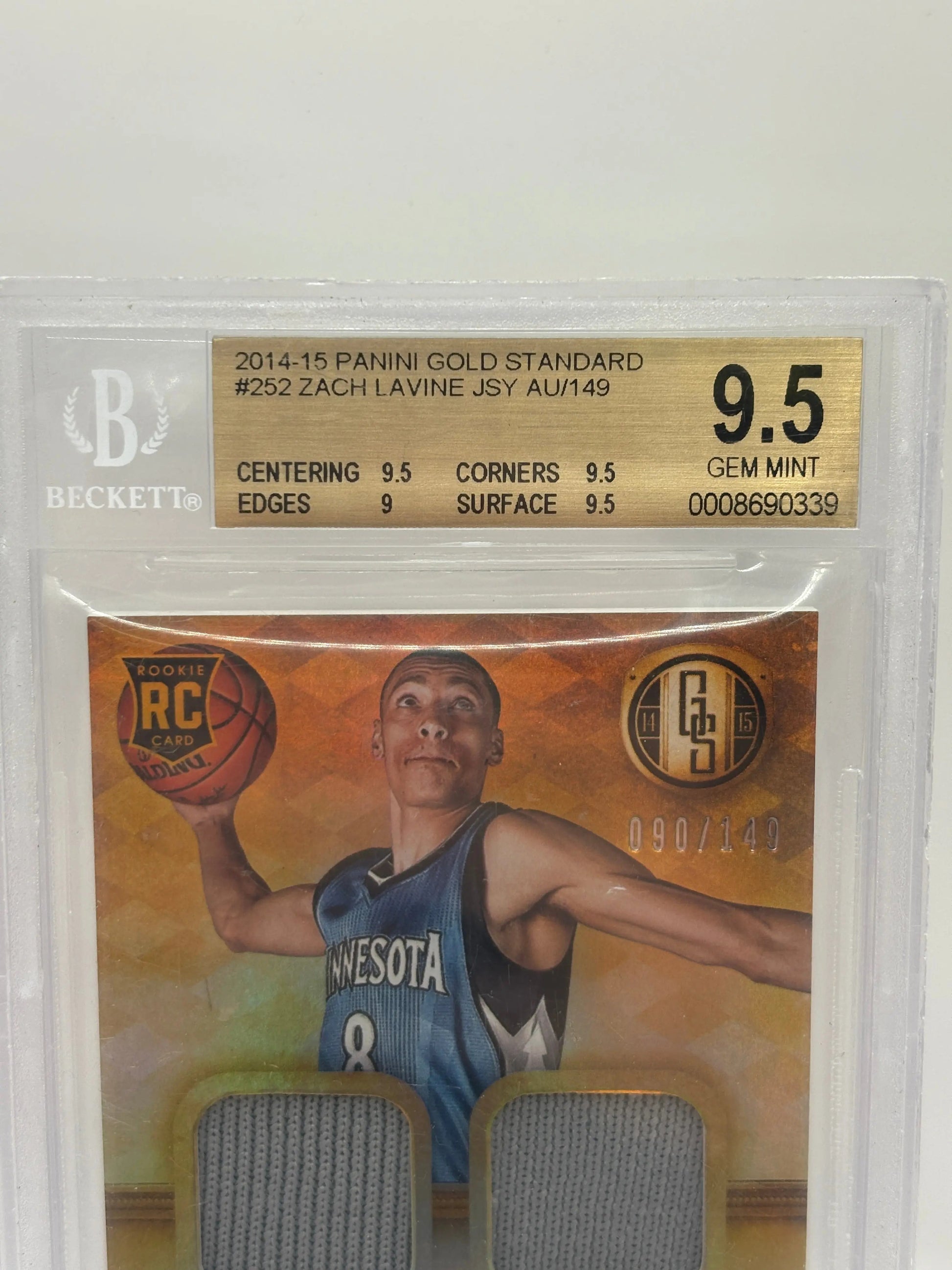 2014-15 Panini Gold Standard #252 Zach Lavine /149 RPA Auto Beckett 9.5 Gem Mint FRENLY BRICKS - Open 7 Days