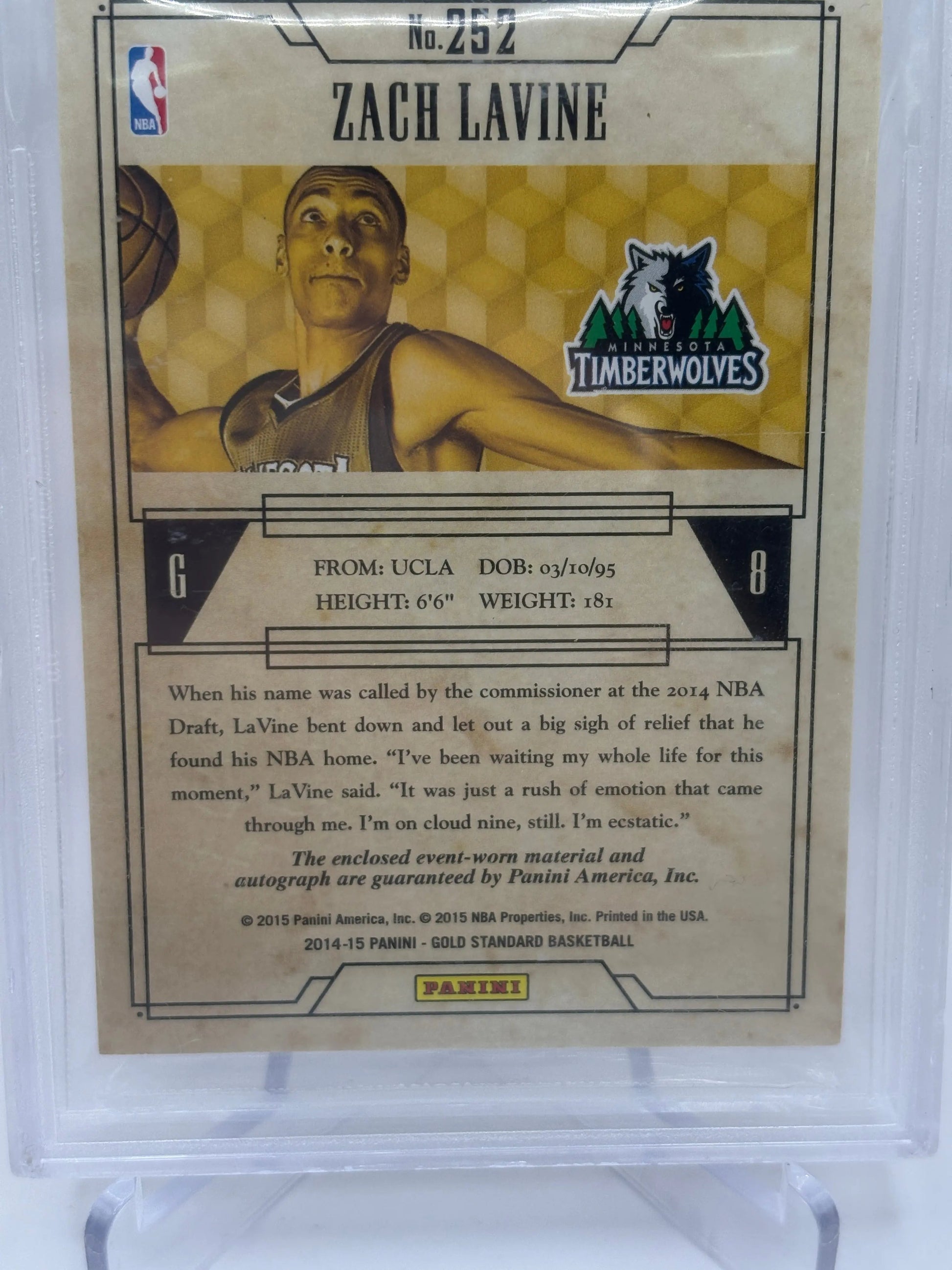 2014-15 Panini Gold Standard #252 Zach Lavine /149 RPA Auto Beckett 9.5 Gem Mint FRENLY BRICKS - Open 7 Days