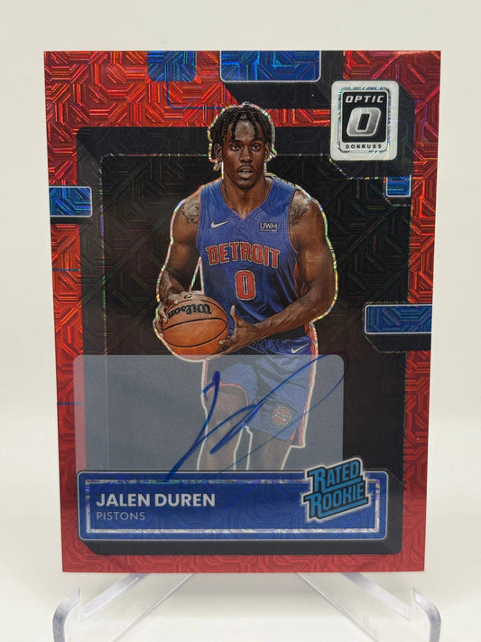 2022-23 Panini Donruss Optic Basketball #227 Jalen Duren Rookie Auto on Card FRENLY BRICKS - Open 7 Days