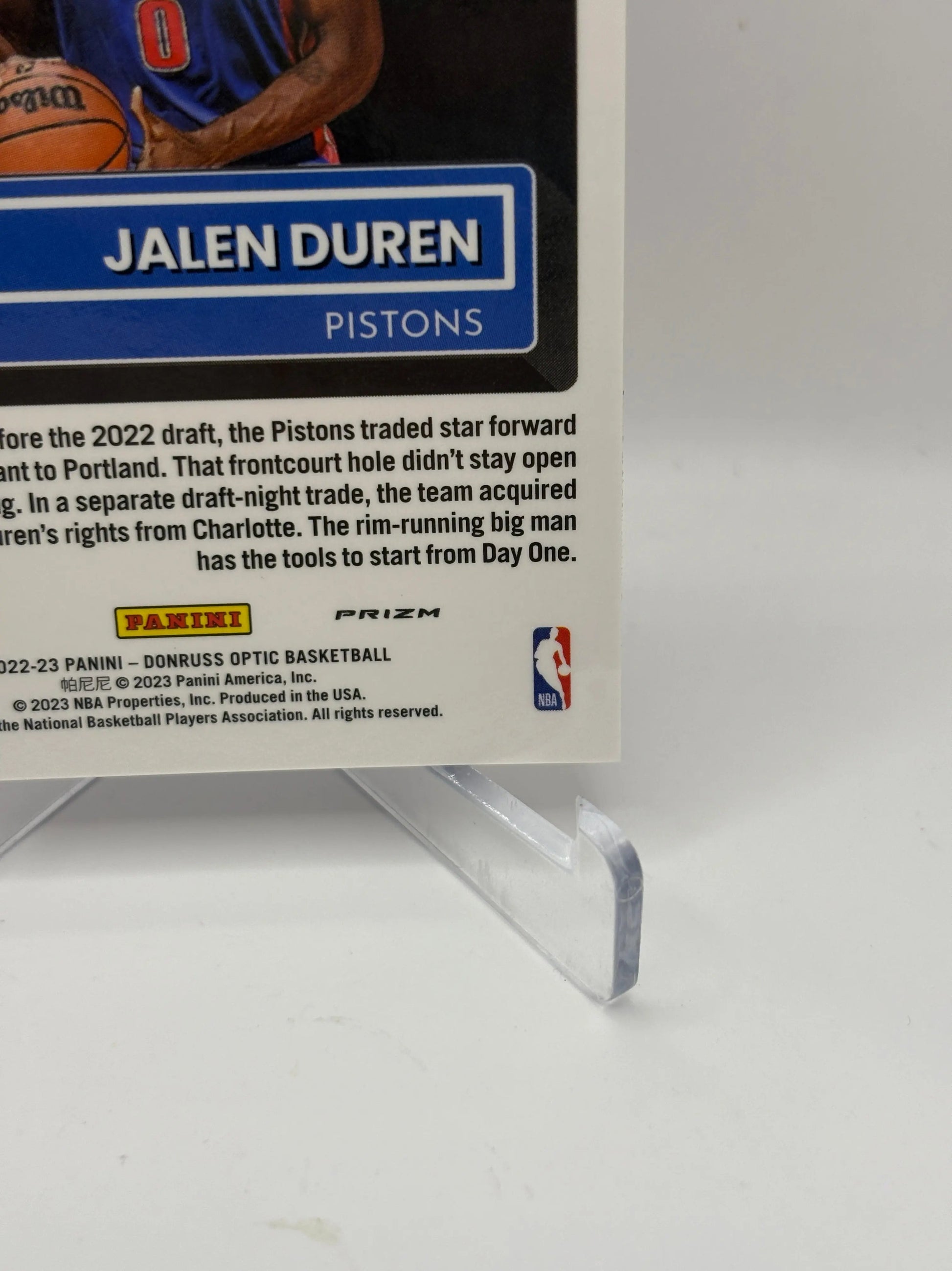 2022-23 Panini Donruss Optic Basketball #227 Jalen Duren Rookie Auto on Card FRENLY BRICKS - Open 7 Days