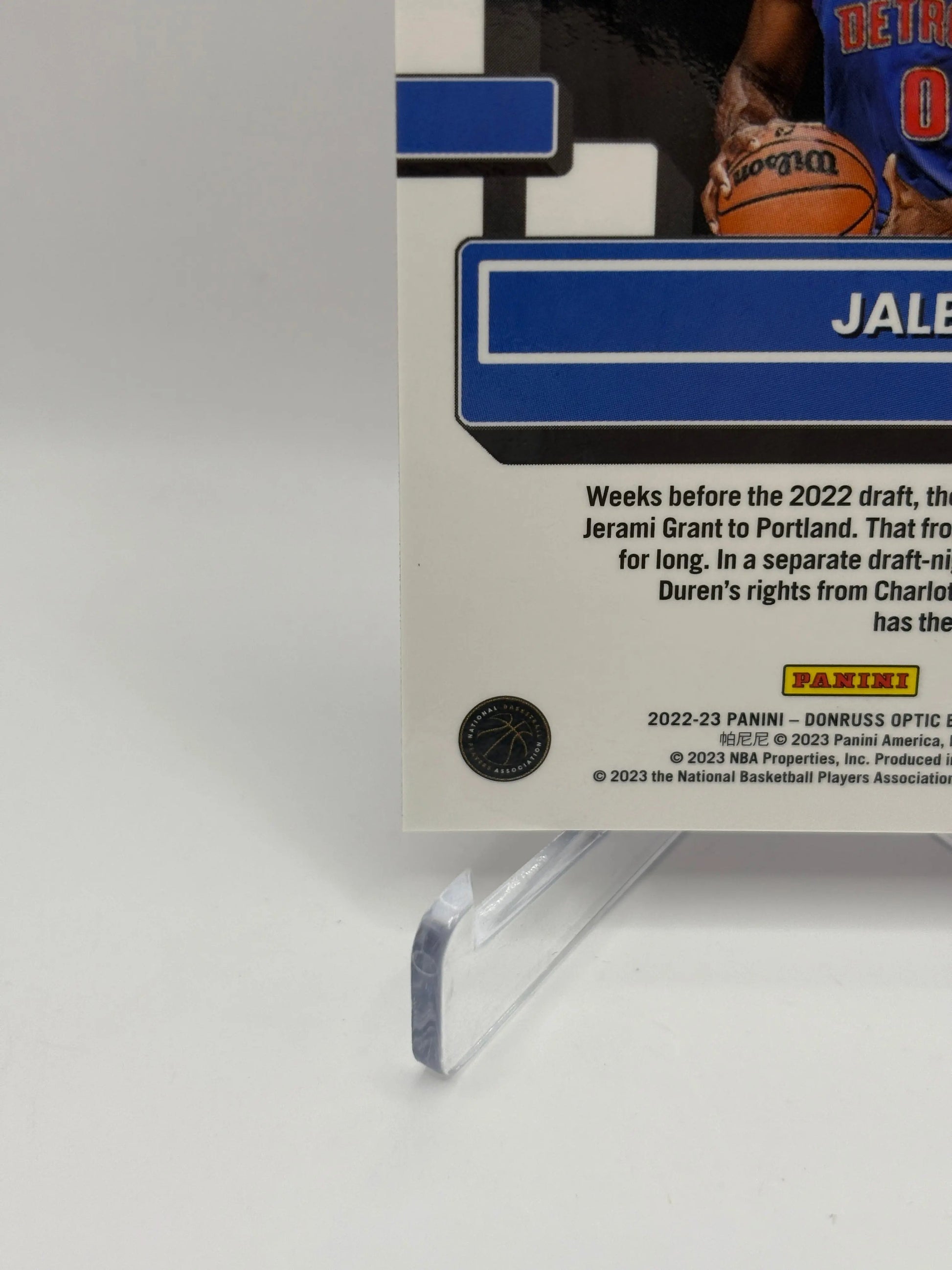 2022-23 Panini Donruss Optic Basketball #227 Jalen Duren Rookie Auto on Card FRENLY BRICKS - Open 7 Days