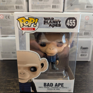 FUNKO POP VINYL MOVIES WAR FOR THE PLANET OF THE APES #455 BAD APE BNIB VAULTED FRENLY BRICKS - Open 7 Days