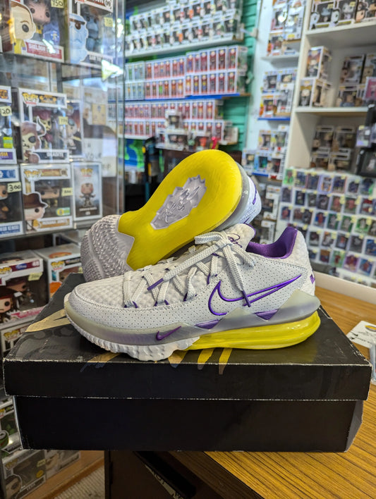 NIKE LEBRON XVII 17 LOW LAKERS BASKETBALL SHOES WHITE RARE CD5007-102 (SIZE 10) used FRENLY BRICKS - Open 7 Days