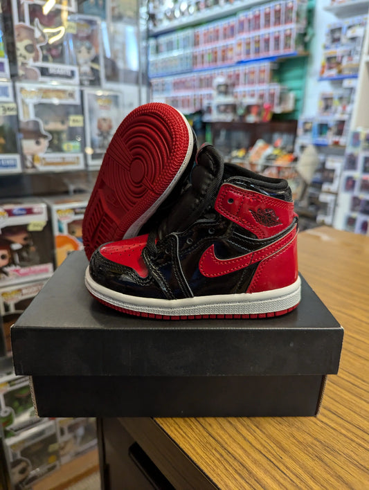 Jordan 1 Retro High OG Patent Bred Toddler TD size 6c FRENLY BRICKS - Open 7 Days