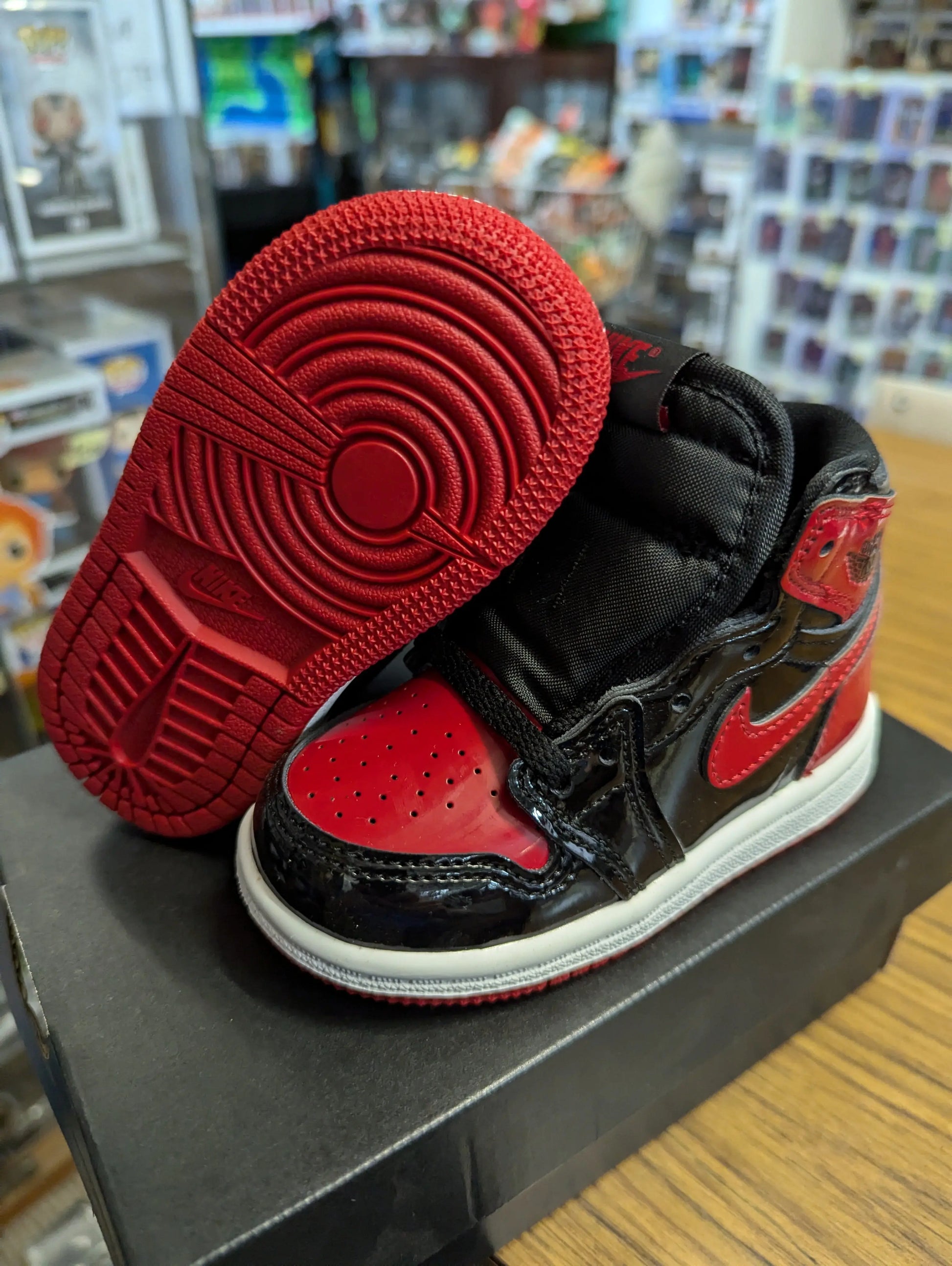 Jordan 1 Retro High OG Patent Bred Toddler TD size 6c FRENLY BRICKS - Open 7 Days