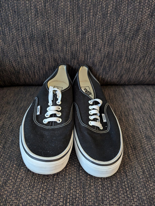 Vans Shoes Mens us11 Black Canvas Lace Up White Brown Sneaker USED pre-owned FRENLY BRICKS - Open 7 Days