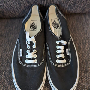 Vans Shoes Mens us11 Black Canvas Lace Up White Brown Sneaker USED pre-owned FRENLY BRICKS - Open 7 Days