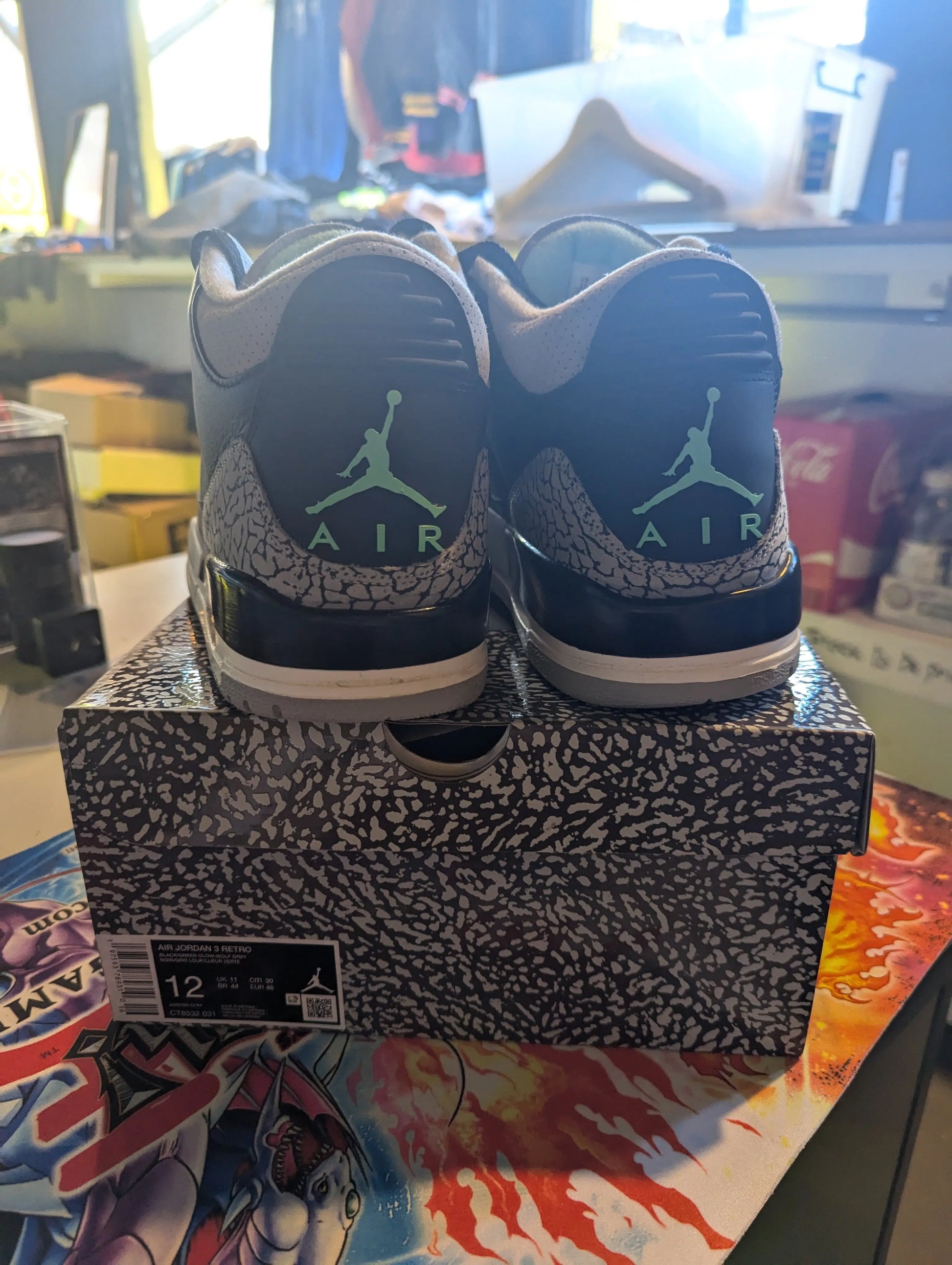 Nike Air Jordan 3 Retro Green Glow Black CT8532-031 US12 Shoes USED FRENLY BRICKS - Open 7 Days