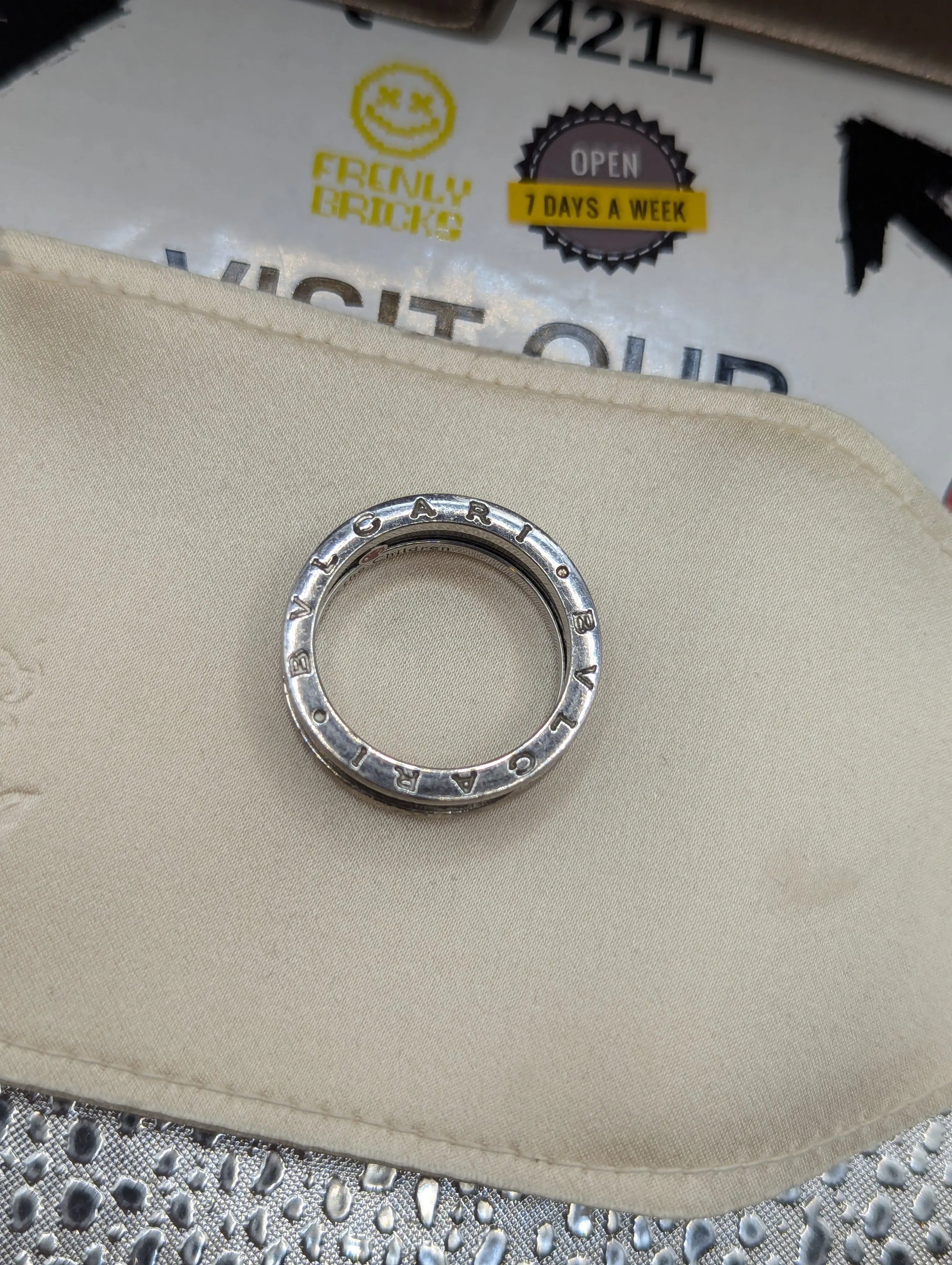 Bulgari "Save the Children" Black Ceramic & Sterling Silver Band Ring Size 60 FRENLY BRICKS - Open 7 Days