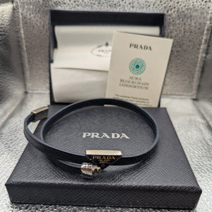 Prada Genuine Saffiano Leather Bracelet Baltic Blue FRENLY BRICKS - Open 7 Days