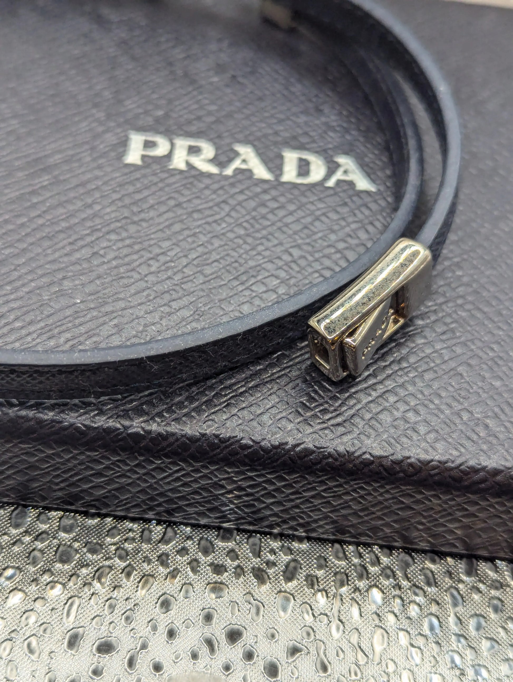 Prada Genuine Saffiano Leather Bracelet Baltic Blue FRENLY BRICKS - Open 7 Days