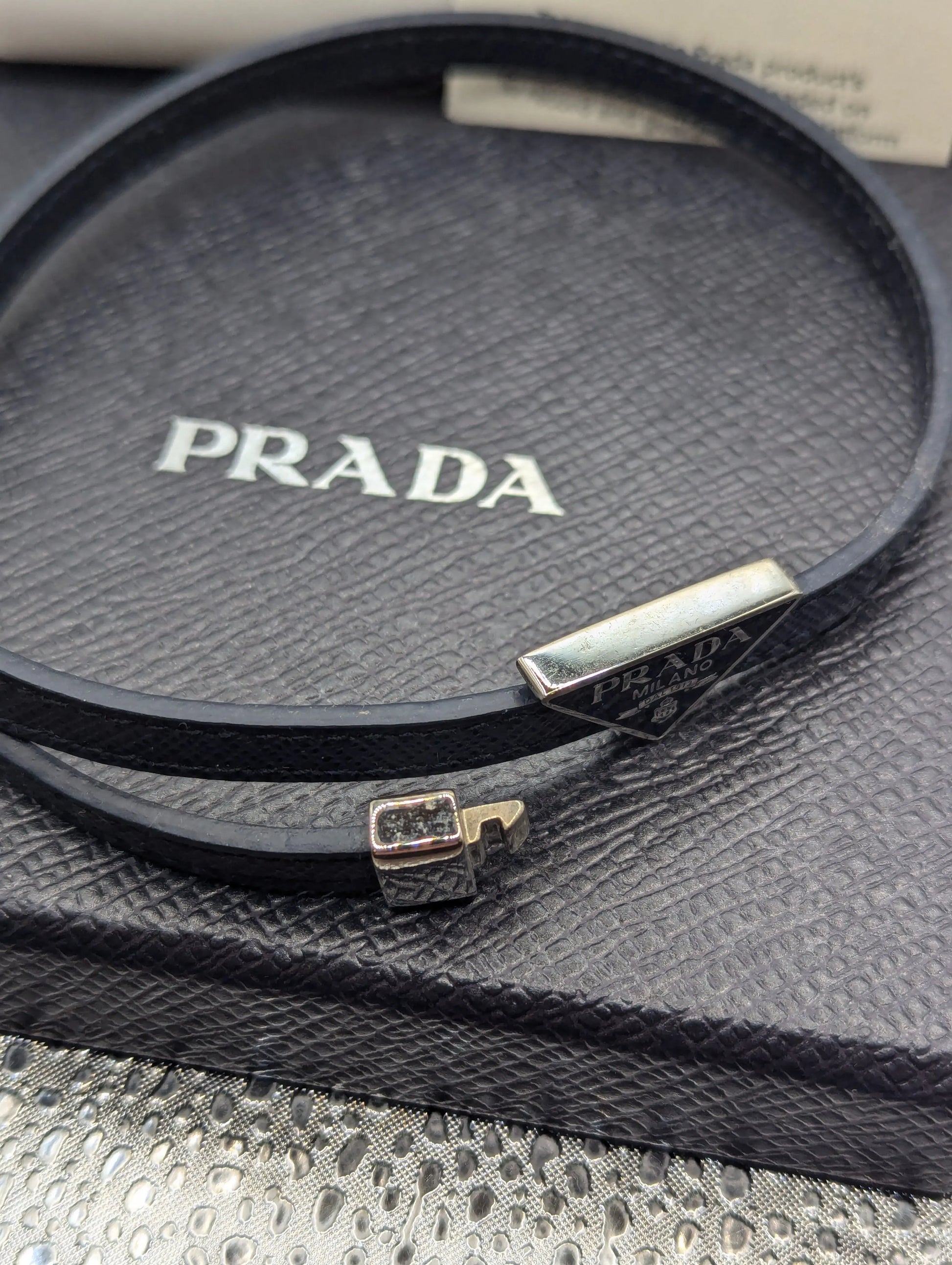 Prada Genuine Saffiano Leather Bracelet Baltic Blue FRENLY BRICKS - Open 7 Days