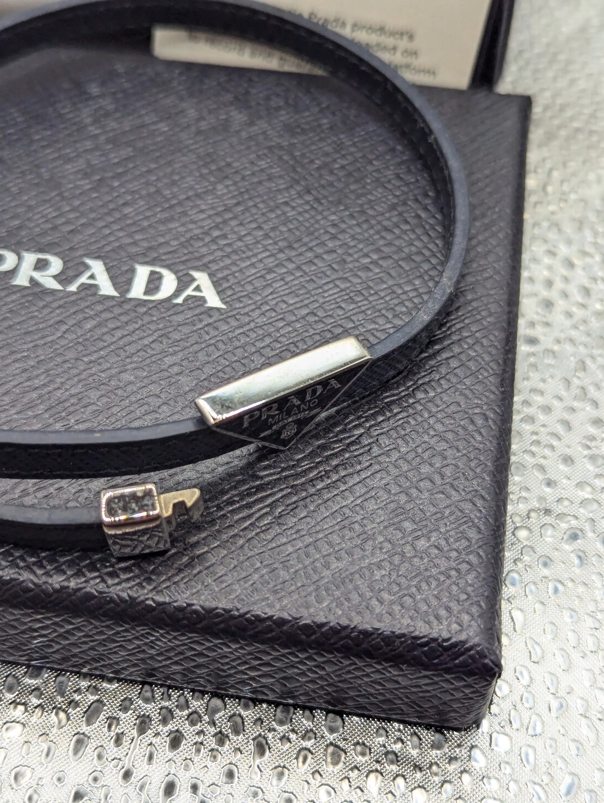 Prada Genuine Saffiano Leather Bracelet Baltic Blue FRENLY BRICKS - Open 7 Days