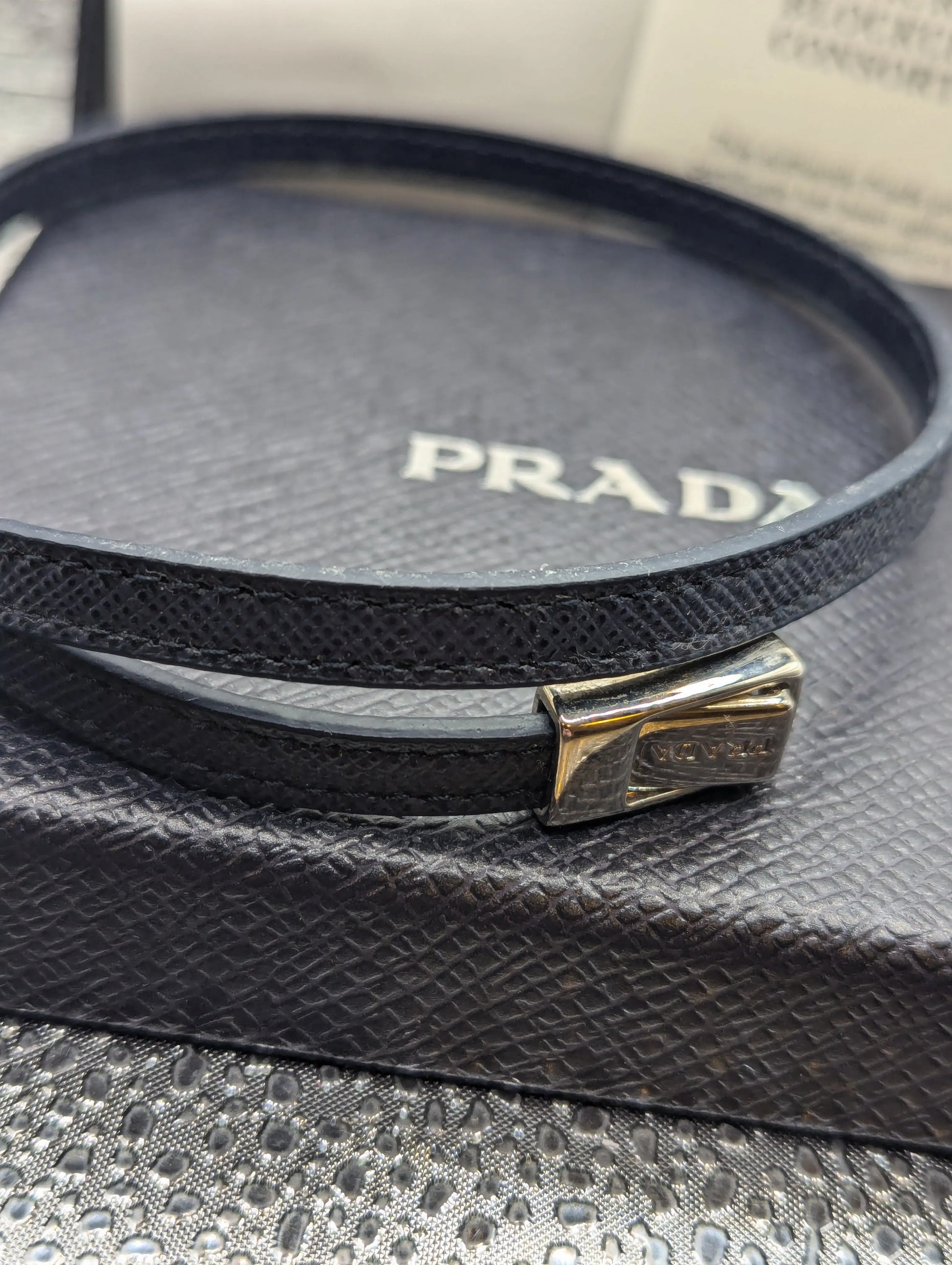 Prada Genuine Saffiano Leather Bracelet Baltic Blue FRENLY BRICKS - Open 7 Days