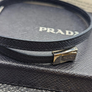 Prada Genuine Saffiano Leather Bracelet Baltic Blue FRENLY BRICKS - Open 7 Days