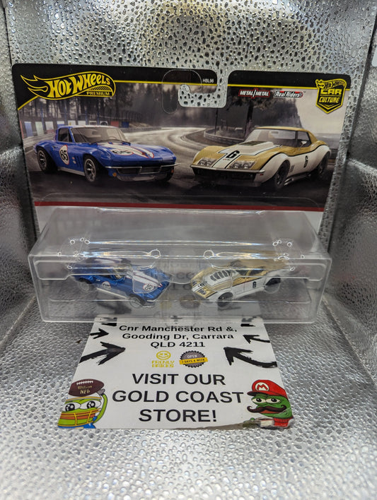 Hot Wheels Premium Car Culture Twin 2 Pack Corvette Stingray & '69 Copo Corvette FRENLY BRICKS - Open 7 Days