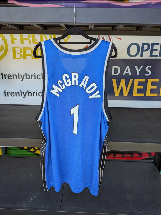 Vintage 1990s Champion TRACY McGRADY #1 Orlando Magic Basketball Jersey Sz 48 FRENLY BRICKS - Open 7 Days