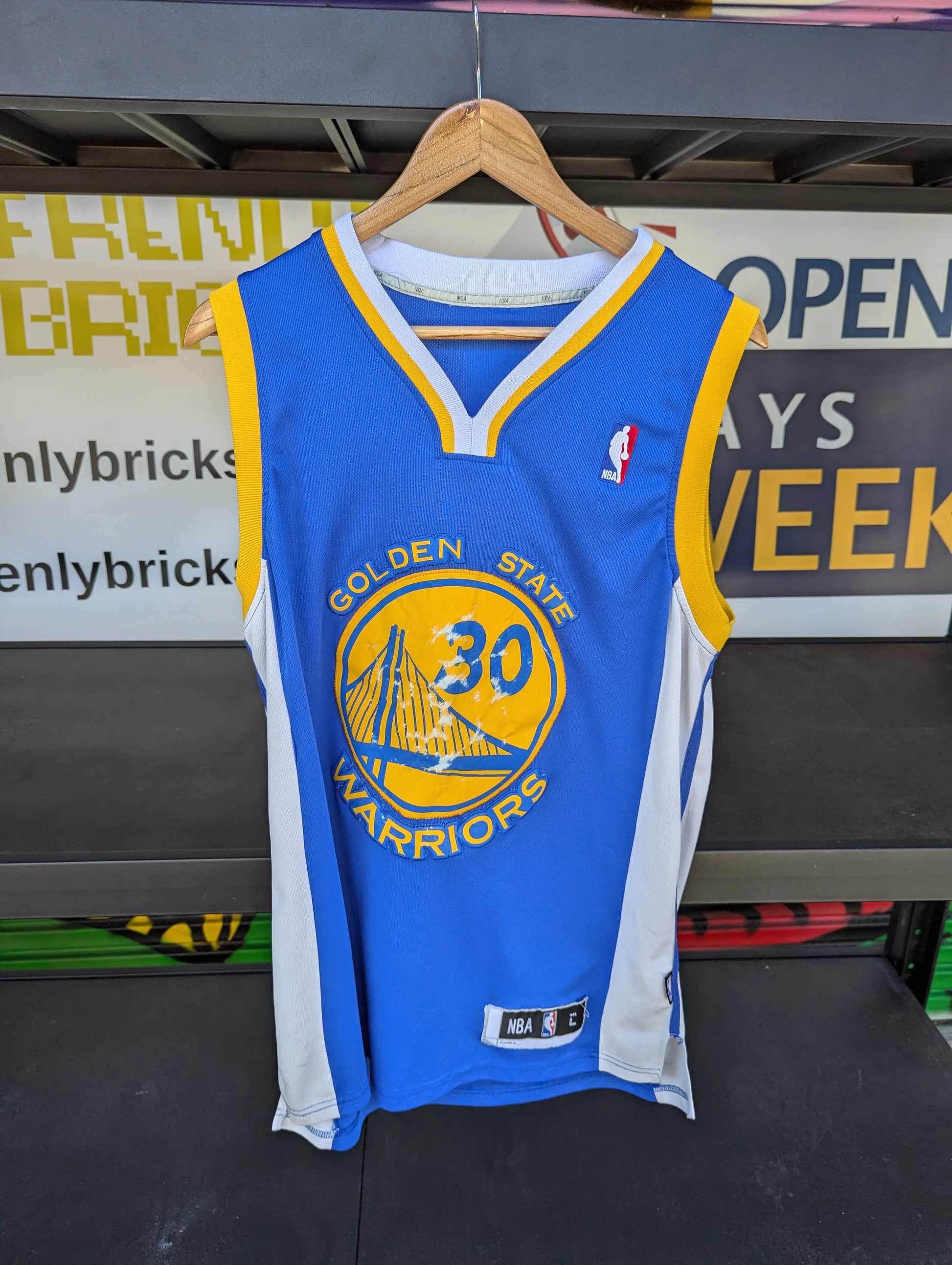 Curry Golden State Warriors NBA Jersey Mens Size L Blue replica FRENLY BRICKS - Open 7 Days