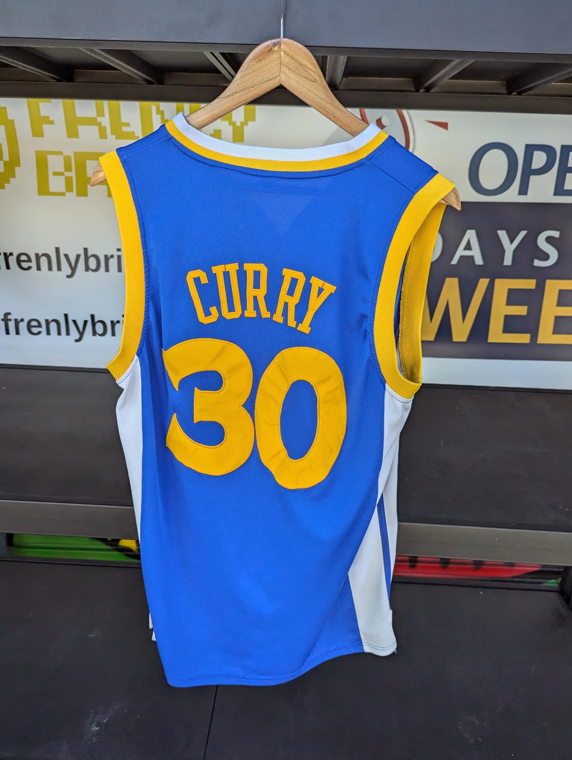 Curry Golden State Warriors NBA Jersey Mens Size L Blue replica FRENLY BRICKS - Open 7 Days