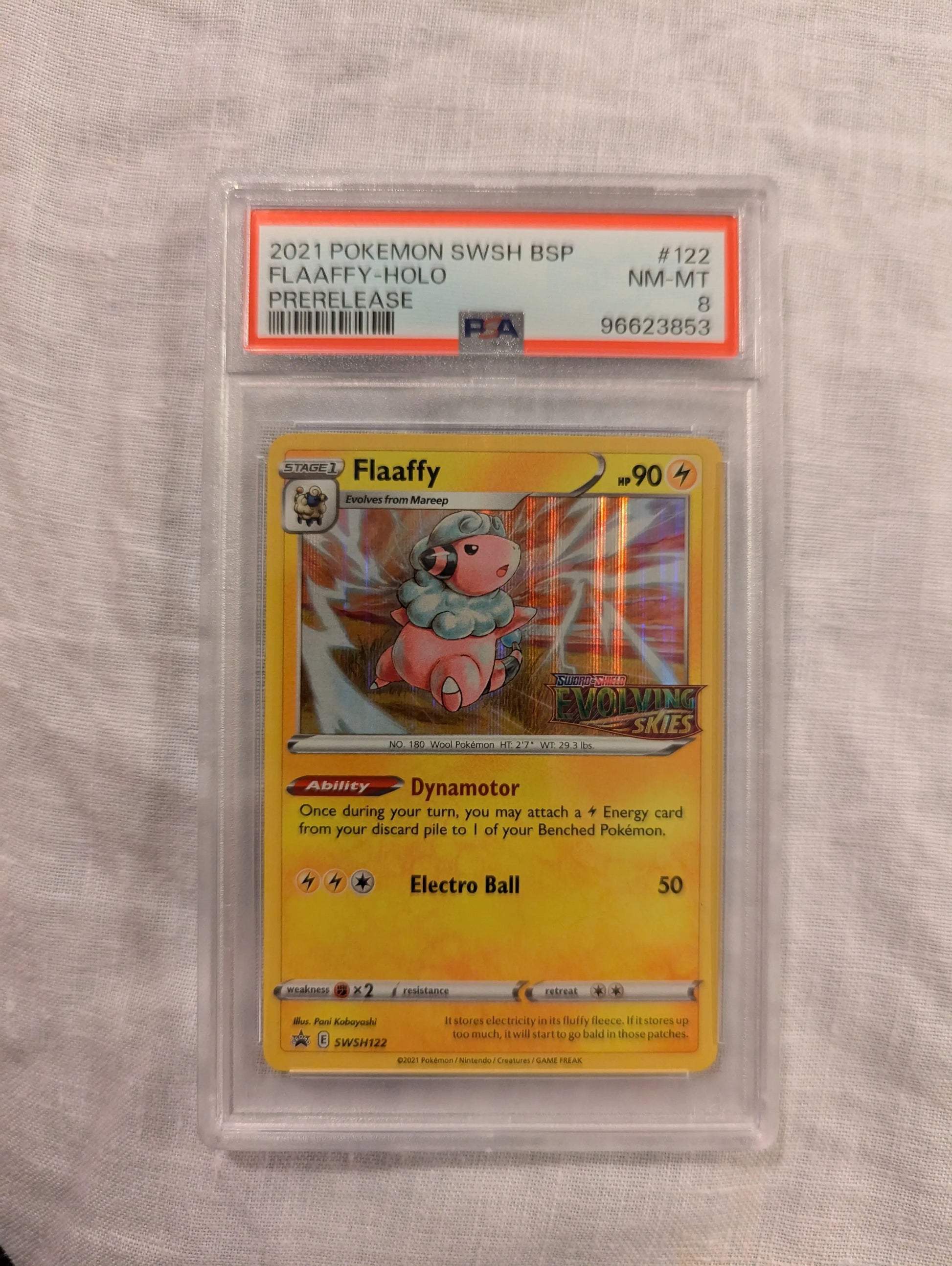 2021 Pokemon SWSH Flaaffy HOLO prerelease #122 PSA 8 FRENLY BRICKS - Open 7 Days