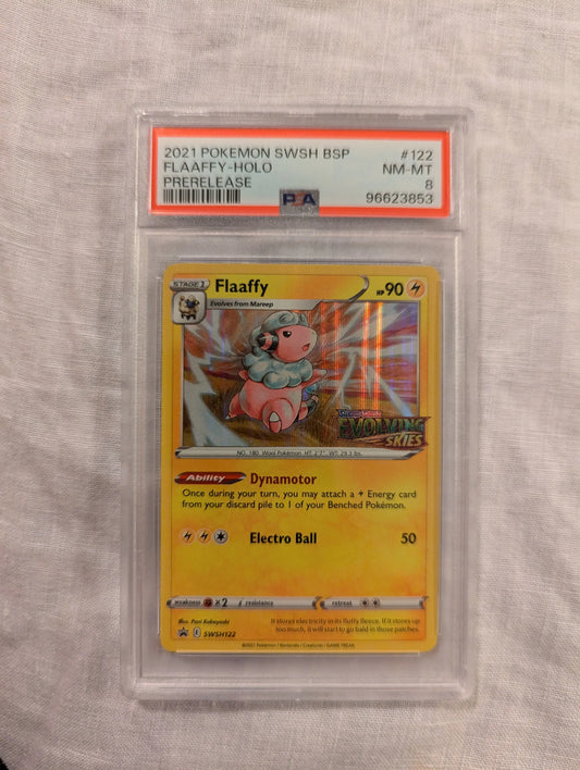 2021 Pokemon SWSH Flaaffy HOLO prerelease #122 PSA 8 FRENLY BRICKS - Open 7 Days