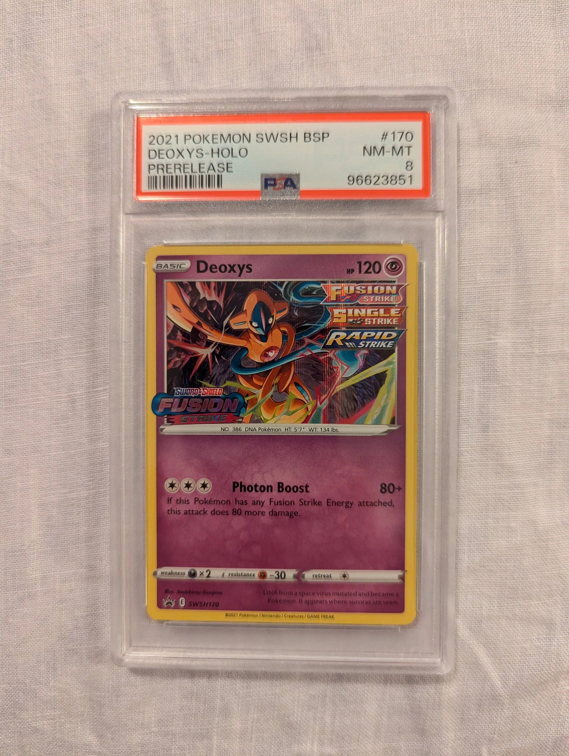 2021 Pokemon SWSH BSP Deoxys HOLO Prerelease PSA 8 FRENLY BRICKS - Open 7 Days